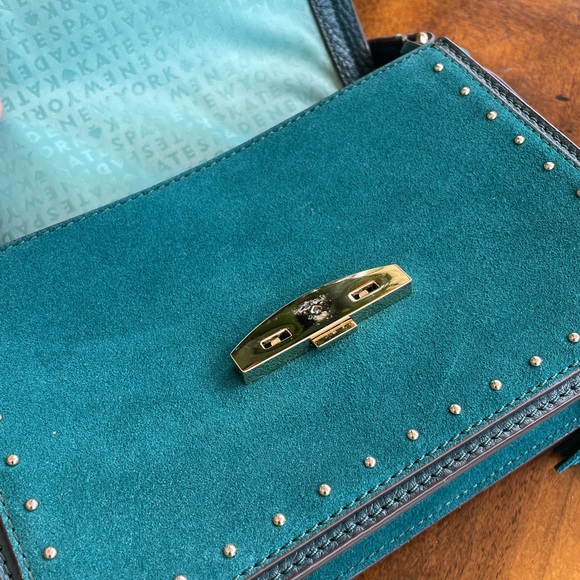Kate Spade Teal Kenway Suede Crossbody with Tassel - Picture 7 of 11